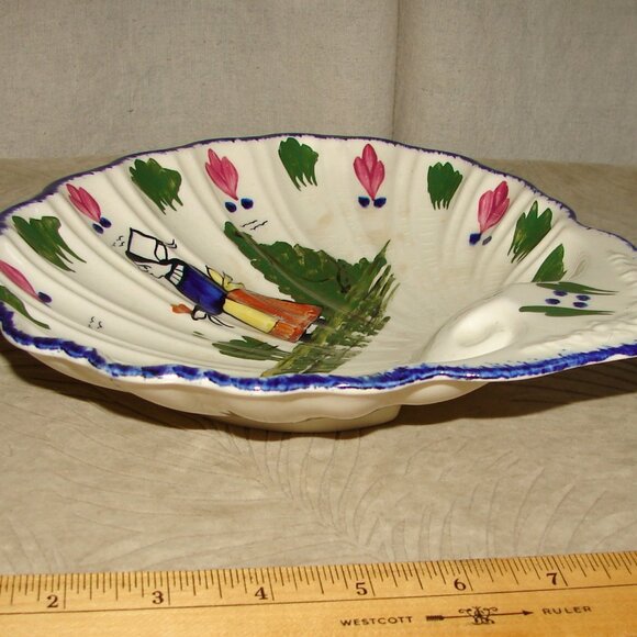 Vtg Blue Ridge Southern Potteries Clam Shell-Shaped Bowl, French Peasant Pattern - Picture 2 of 9